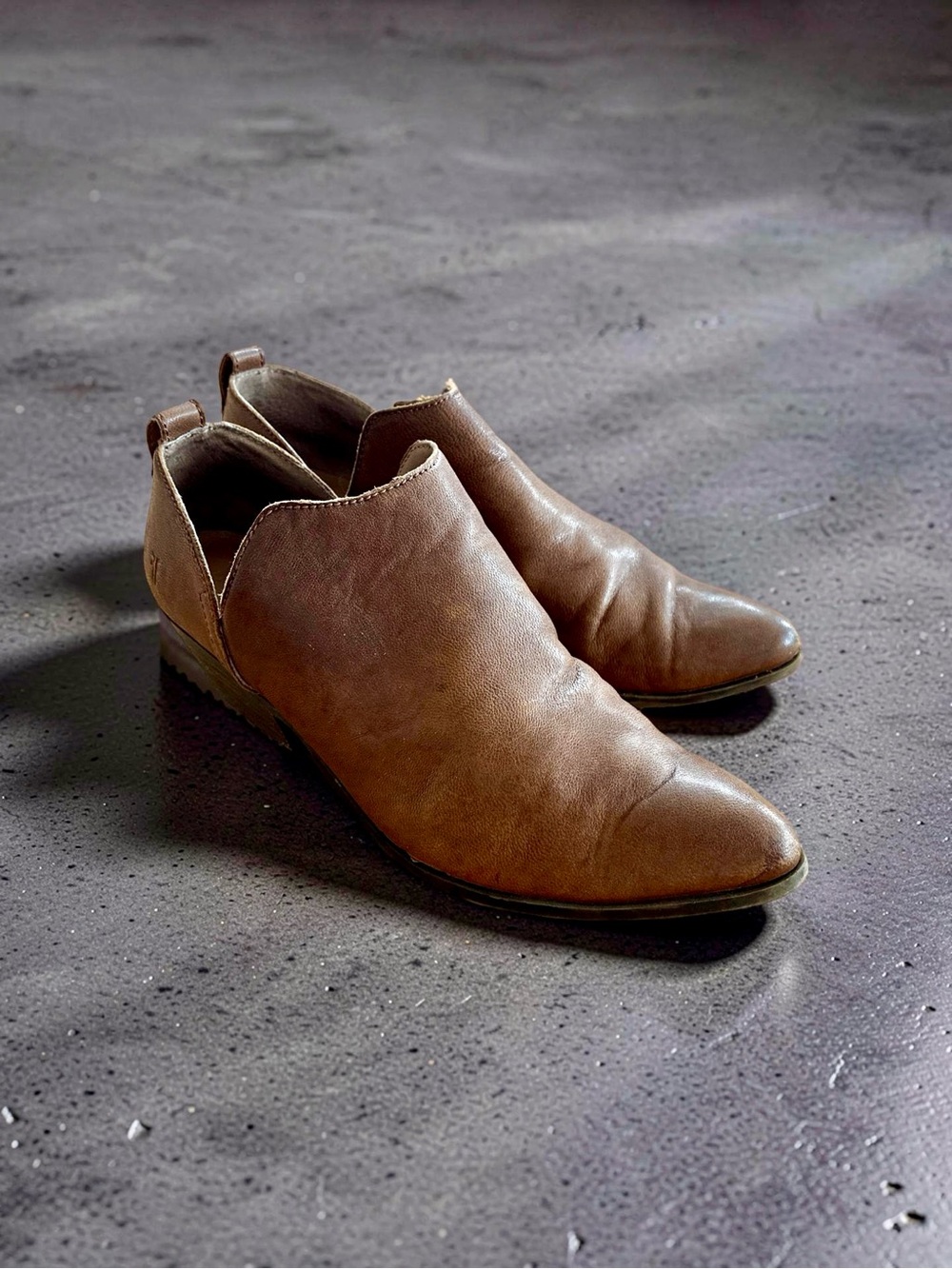 Frye Cognac Leather Slip-On Shooties